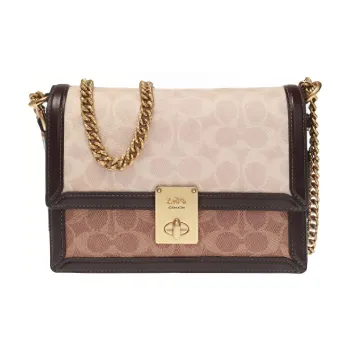 COACH Hutton Leather Small Square Bag Shoulder Bag Crossbody Bag Small Size Women's Brown Black Multicolor
