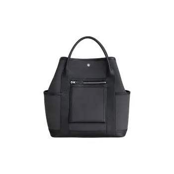 HERMES Garden Party Canvas With Negonda Calfskin Garden Bag Handbag Men's Gray & Black