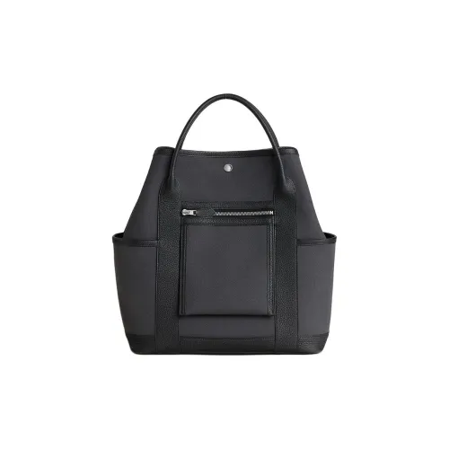 HERMES Garden Party Canvas With Negonda Calfskin Garden Bag Handbag Men's Gray & Black