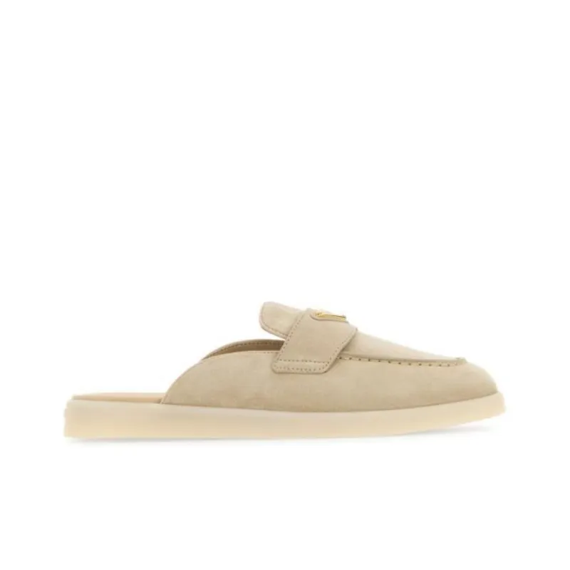 PRADA Fuzzy Closed Toe Slippers Women's Beige-1