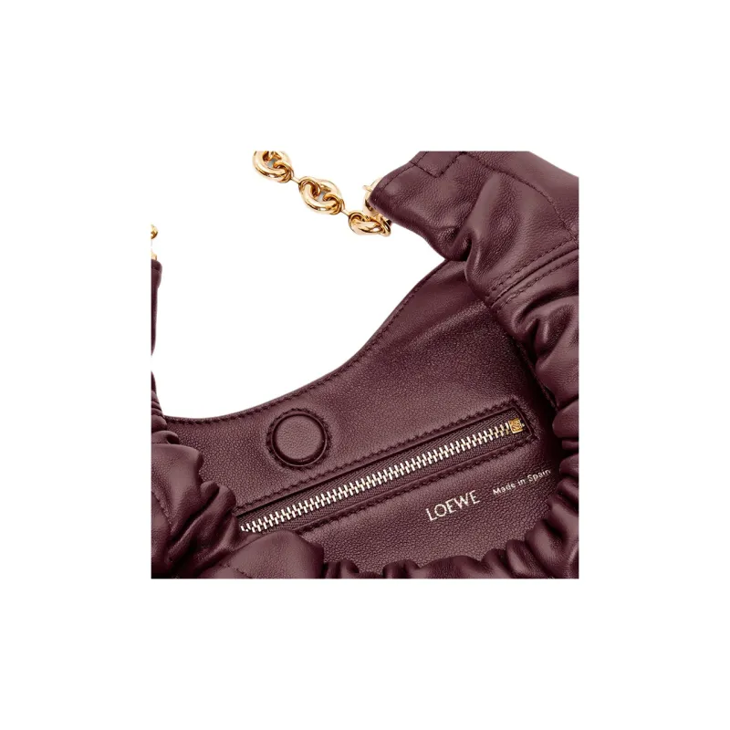 LOEWE Nappa Sheep Leather Handbag Small Size Women's Burgundy-3
