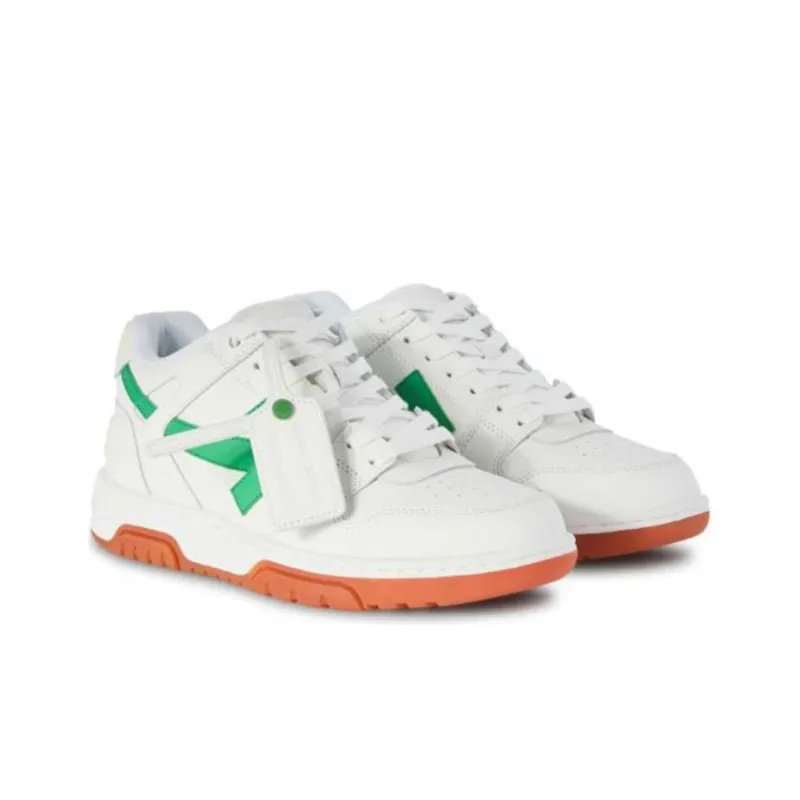 OFF WHITE Out Of Office Ooo Low Tops White Bright Green Brick Red-2