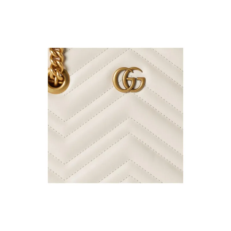GUCCI GG Marmont Leather Tote Bag Shopping Bag Portable Crossbody Bag Shoulder Bag Small Size Women's White-7