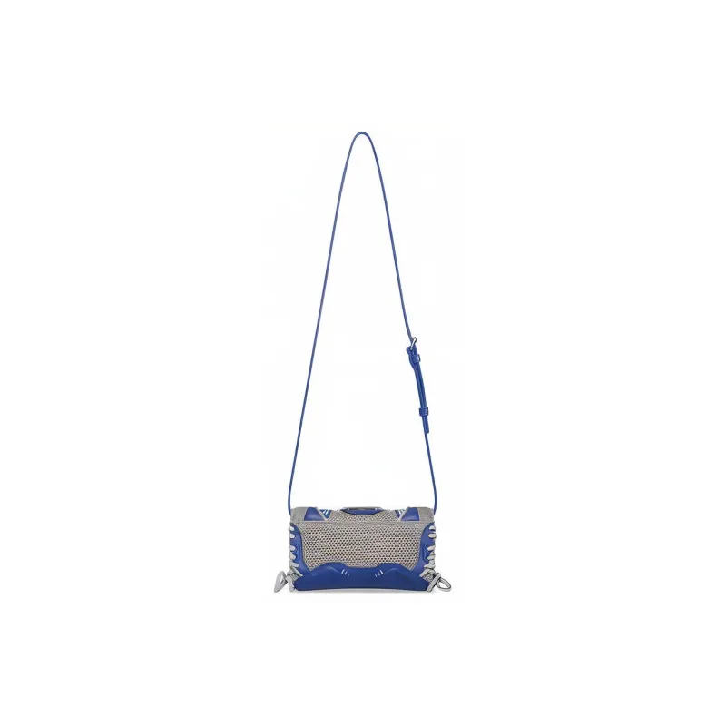 Balenciaga Artificial Leather One Shoulder Crossbody Cell Phone Pouch Trumpets Women's Gray & Blue-2