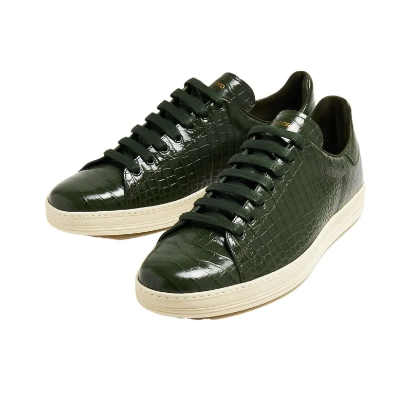 TOM FORD Warwick Crocodile-embossed Leather Sneakers-3