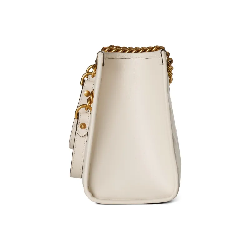 GUCCI GG Marmont Leather Tote Bag Shopping Bag Portable Crossbody Bag Shoulder Bag Small Size Women's White-2