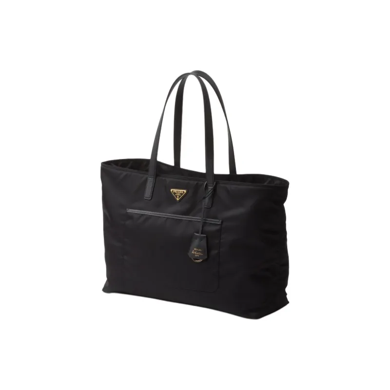 PRADA Re Edition Recycled Nylon With Saffiano Leather Tote Bag, Shopping Bag, Handbag Tubas Women's Black-1