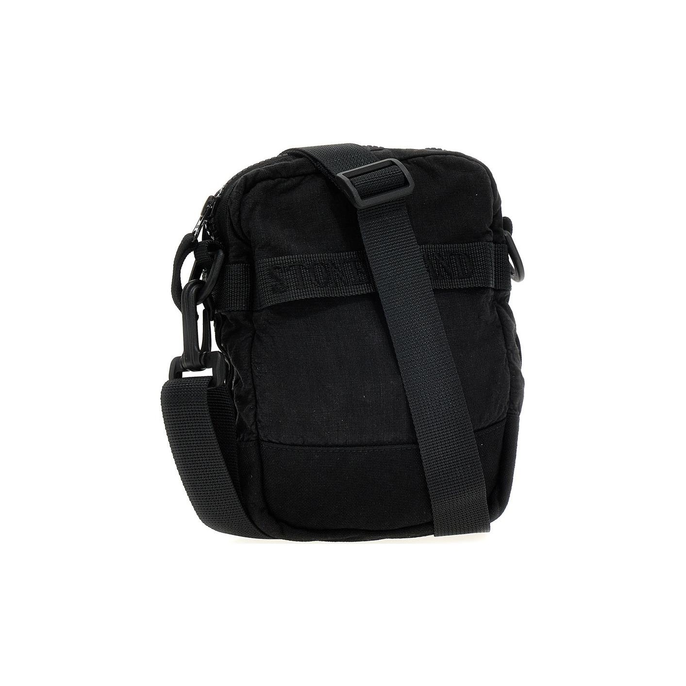 STONE ISLAND Canvas Shoulder Bag Crossbody Bag Unisex Black