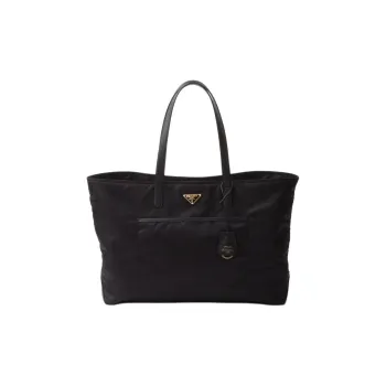 PRADA Re Edition Recycled Nylon With Saffiano Leather Tote Bag, Shopping Bag, Handbag Tubas Women's Black