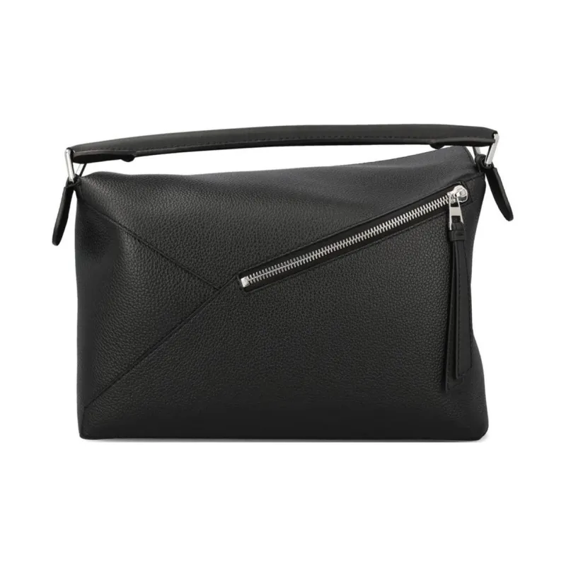 LOEWE Puzzle Classic Calfskin Shoulder Bag Crossbody Bag Handbag Large Size Women's Black-1
