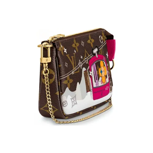 LOUIS VUITTON Mini Pochette Accessoires Monogram Vivienne Courchevel Fuchsia Lining