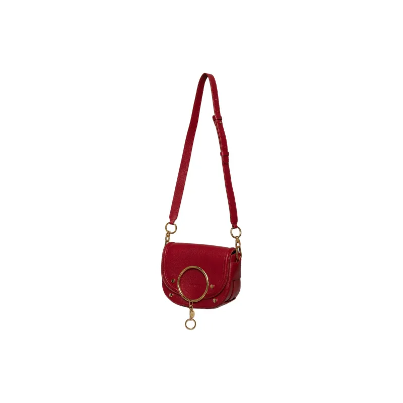 See By Chloe Grained Cow Leather Shoulder Bag Crossbody Bag Small Size Women's Dreamy Red-1