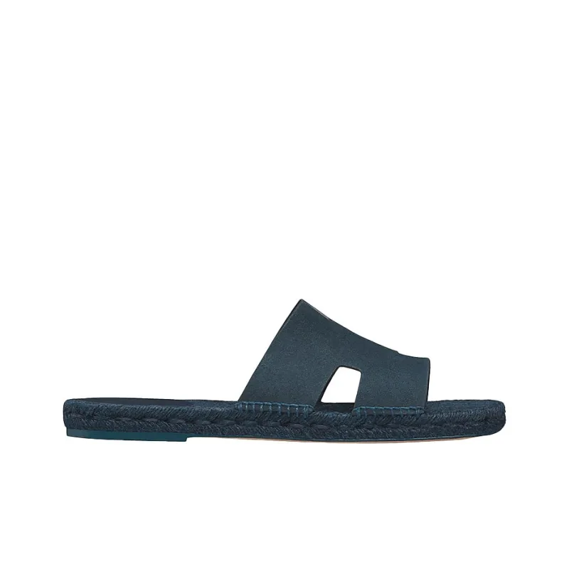HERMES Antigua Espadrille Denim Fonce Suede Goatskin-1