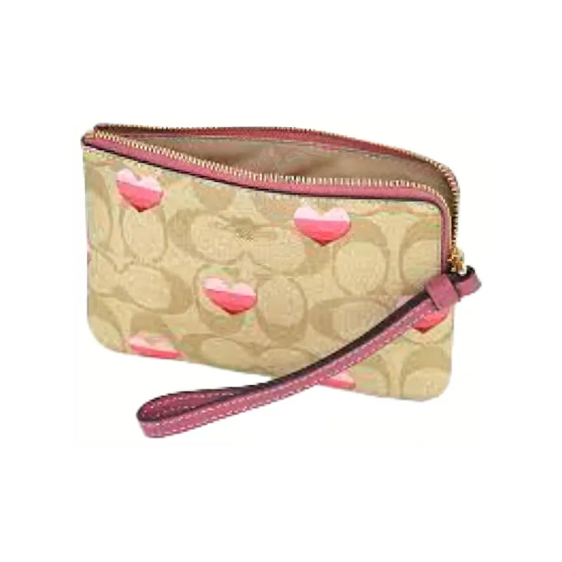 COACH Artificial Leather Clutch Trumpets Women's Brown & Pink-1