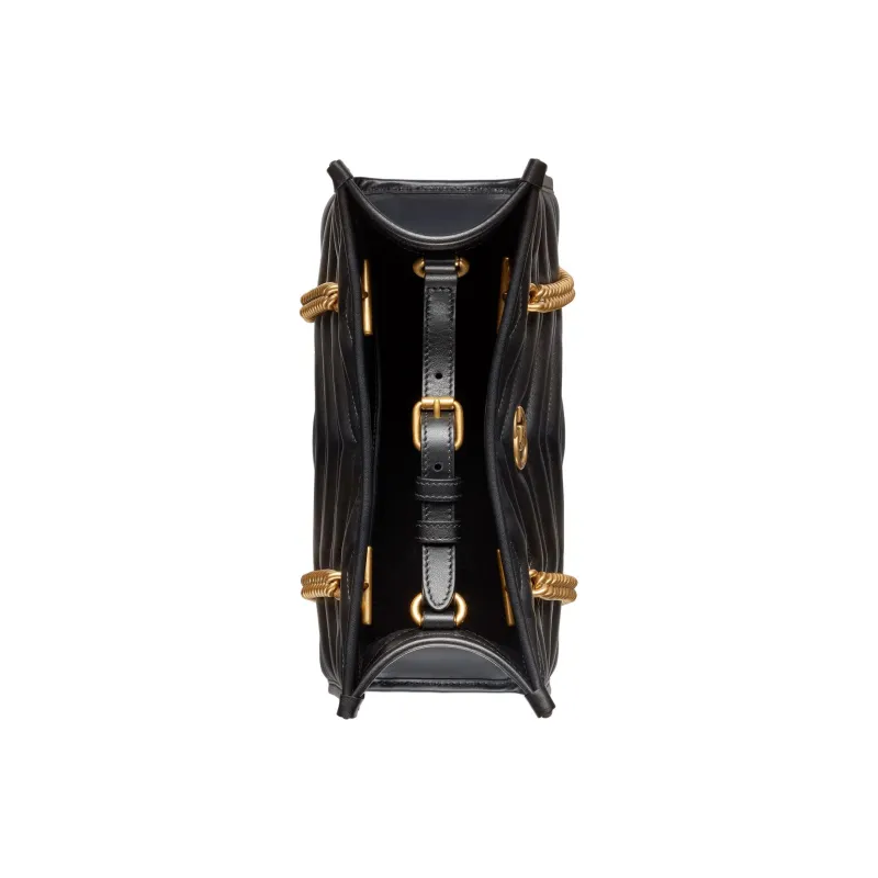 GUCCI GG Marmont Leather Tote Bag Shopping Bag Portable Crossbody Bag Shoulder Bag Women's Black-3