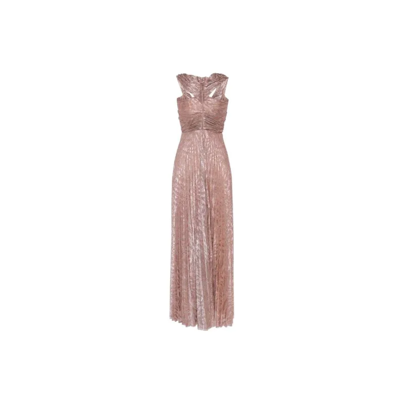 Talbot Runhof Pleated Lurex Maxi Dress-1