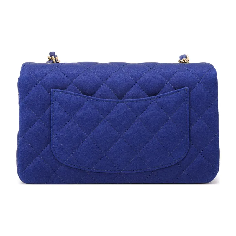 CHANEL Classic Flap CF Silk Shoulder Bag, Crossbody Bag Mini Women's Dark Blue-2