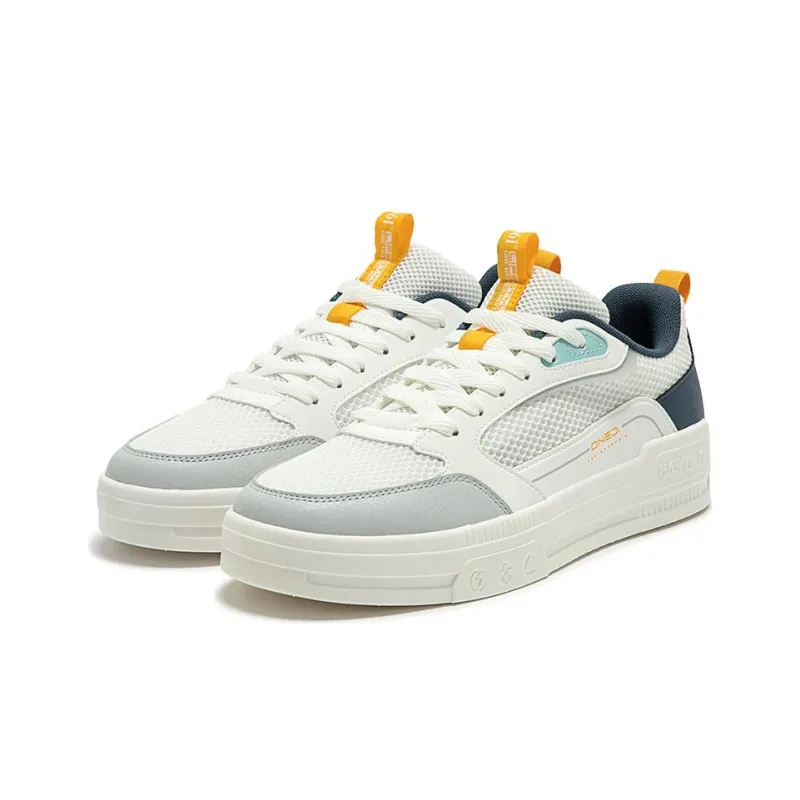 361° Cushioning, Breathable, Height Increasing Low Top Skateboard Shoes Men's White Blue-1