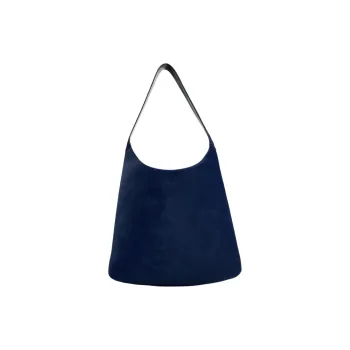 ZARA Cowhide Tote Bag Shopping Bag Shoulder Bags Large Size Women's Blue