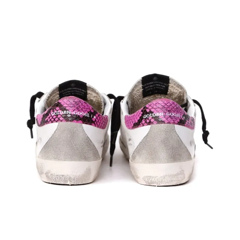 Golden Goose Super Star Low Top Stylish Skateboarding Shoes Women's White Pink Distressed Style-4