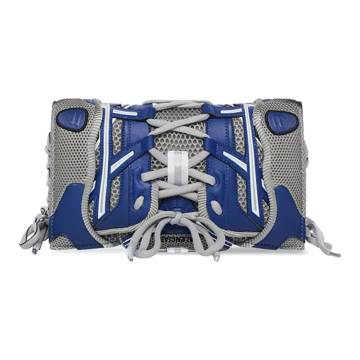 Balenciaga Artificial Leather One Shoulder Crossbody Cell Phone Pouch Trumpets Women's Gray & Blue-0