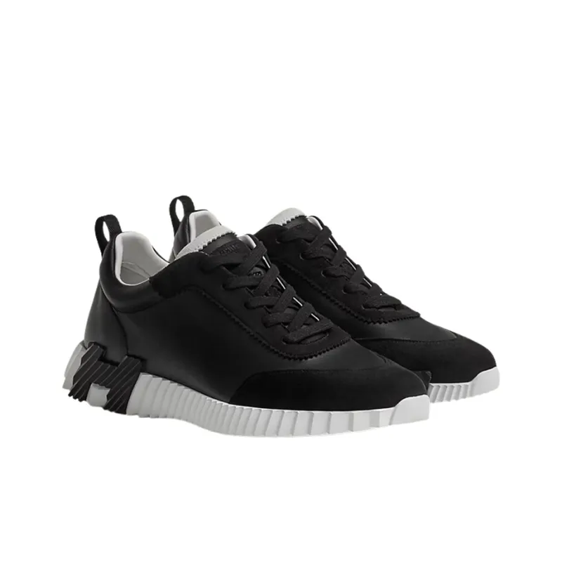 HERMES Bouncing Abrasion Resistant Low Top Casual Shoes Men's Black-1