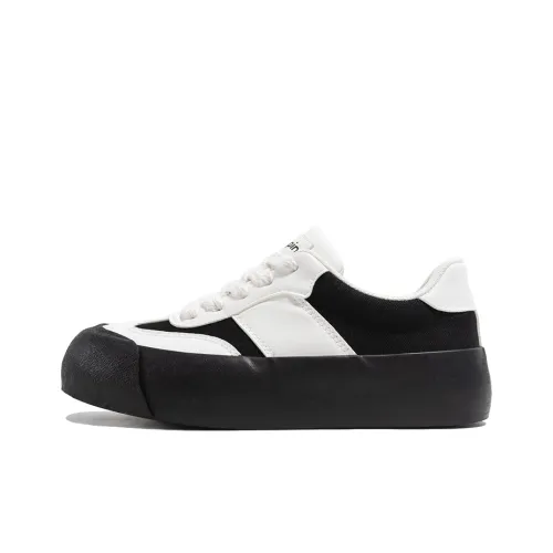 TUOPIN Canvas Shoes Unisex Low-Top Black/White