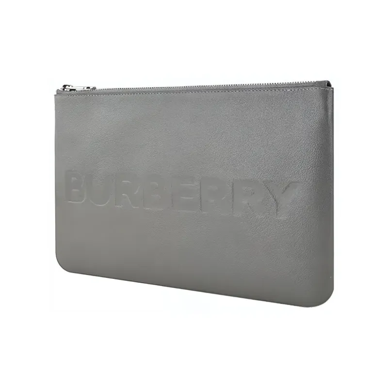 Burberry Embossed Leather Pouch Charcoal Grey-1