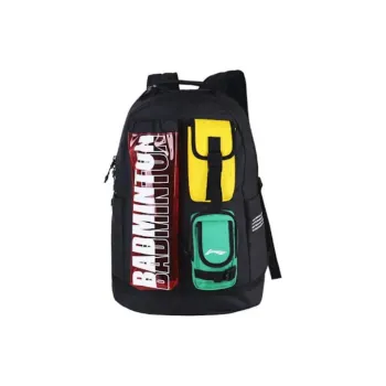 LiNing Polyester Badminton Double Shoulder Backpack Regular Unisex Black Color Blocking