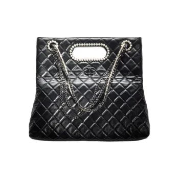 CHANEL Shiny Lambskin Tote Bag, Shopping Bag, Shoulder Bag, Crossbody Bag, Handbag Women's Black