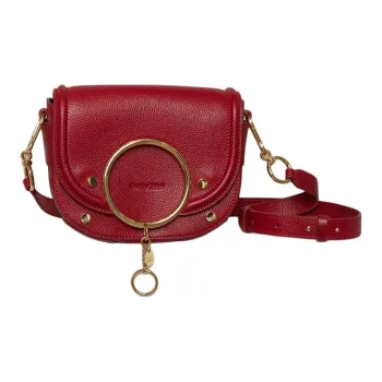 See By Chloe Grained Cow Leather Shoulder Bag Crossbody Bag Small Size Women's Dreamy Red