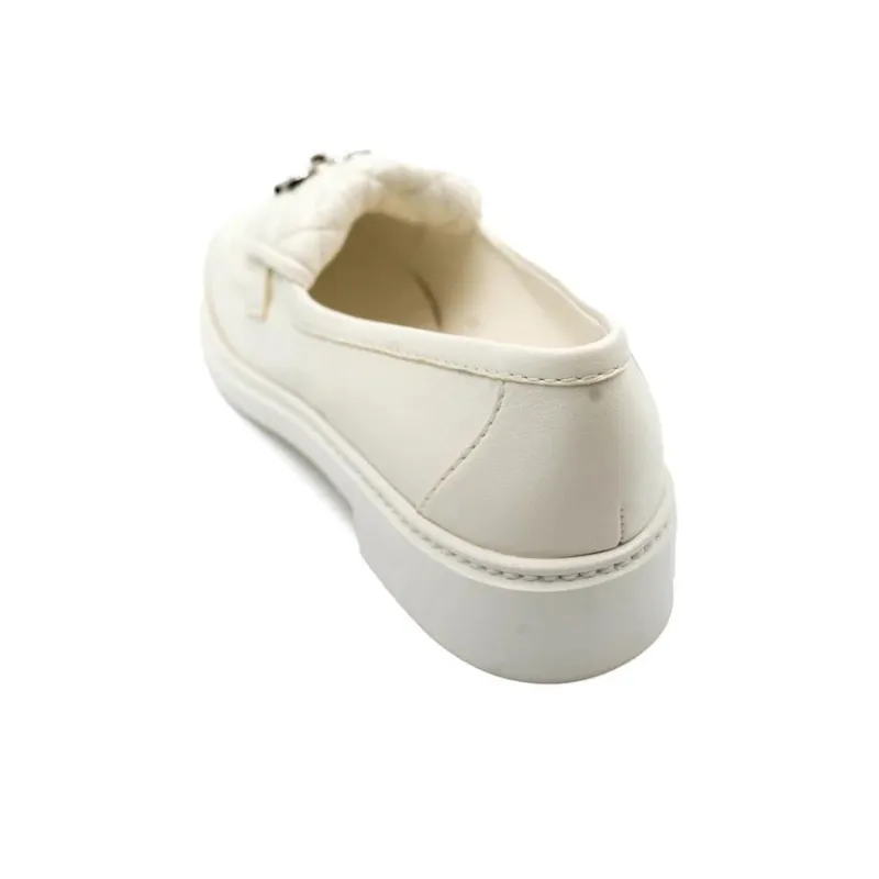 CHANEL Quilted Tab Loafers Grey Leather-3