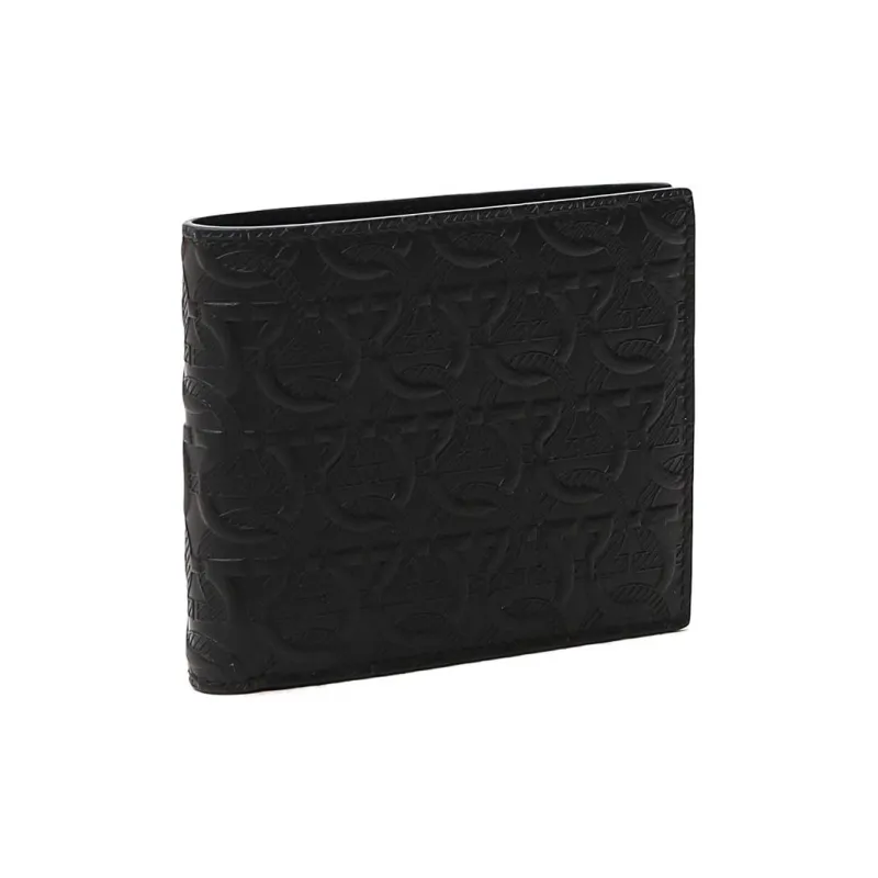 FERRAGAMO Cow Leather Wallet Men's Black-1