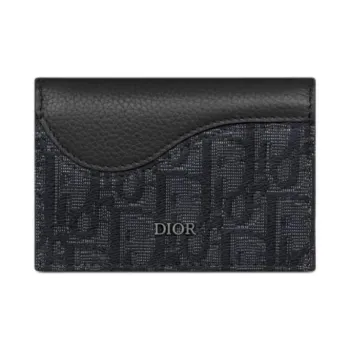 DIOR Grained Calfskin Business Card Holder Men's Black
