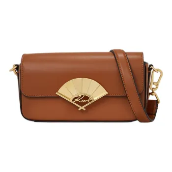 KARL LAGERFELD Cow Leather Shoulder Bag Crossbody Bag Small Size Women's Brown