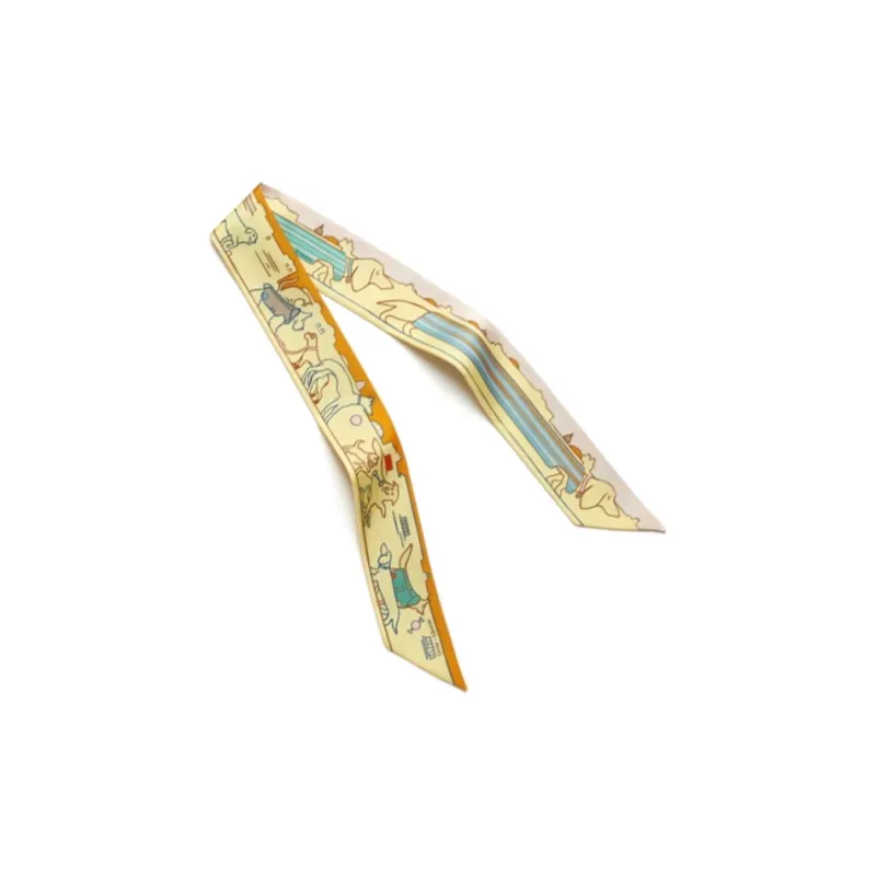 HERMES Silk Scarves Unisex Yellow-1