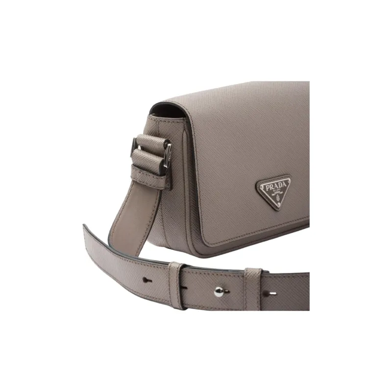 PRADA Saffiano Leather Crossbody Bag Shoulder Bag Men's Mud Gray-5