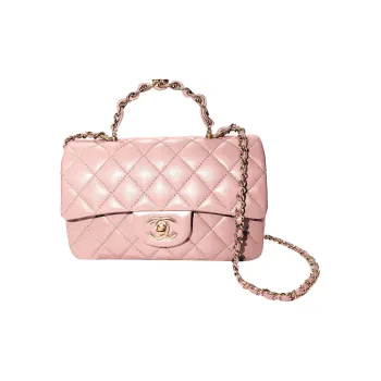 CHANEL Classic Flap CF Sheepskin Handbag, Shoulder Bag, Crossbody Bag Mini Women's Smoke Pink