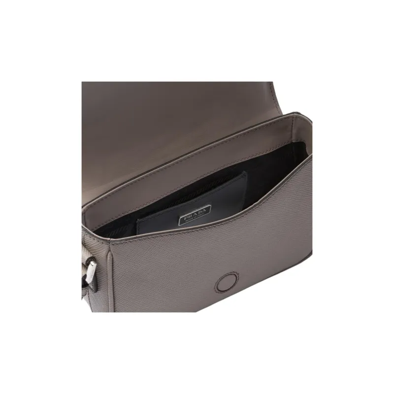 PRADA Saffiano Leather Crossbody Bag Shoulder Bag Men's Mud Gray-4