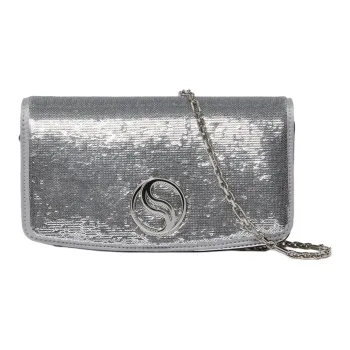 Stella McCartney S-Wave Recycled Polyester Shoulder Bag Crossbody Bag Wallet Regular Women's Silver