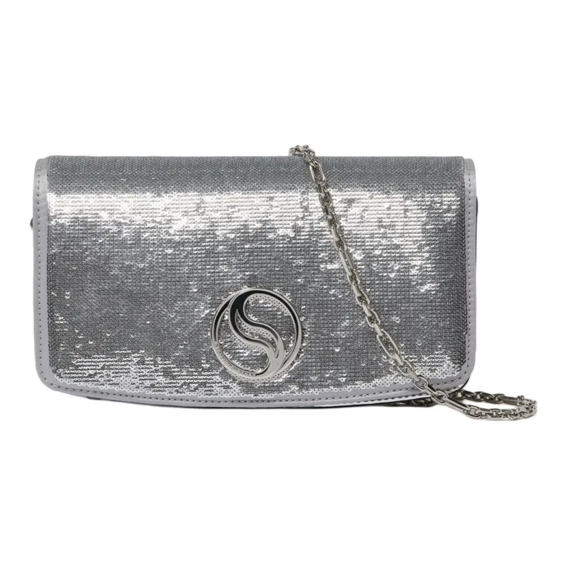 Stella McCartney S-Wave Recycled Polyester Shoulder Bag Crossbody Bag Wallet Regular Women's Silver-0