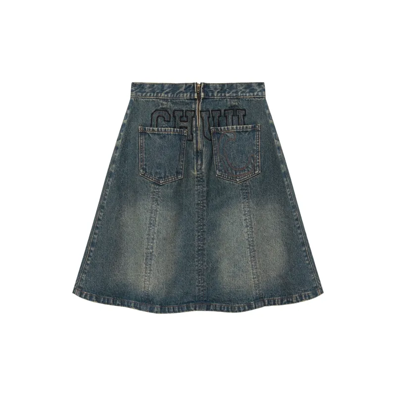 CHUU Casual Short Skirts Women's Denim Blue-1