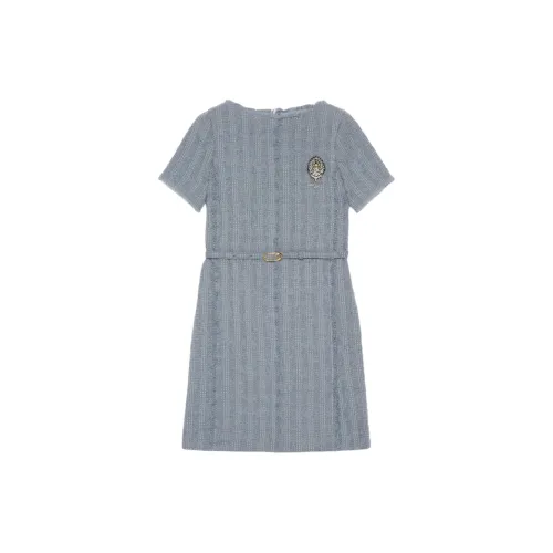 GUCCI Short-Sleeved Dresses Women's Light Blue