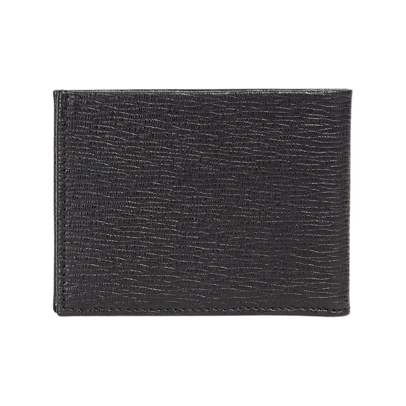 FERRAGAMO GANCINI Hammered Calfskin Wallet Men's Black-2