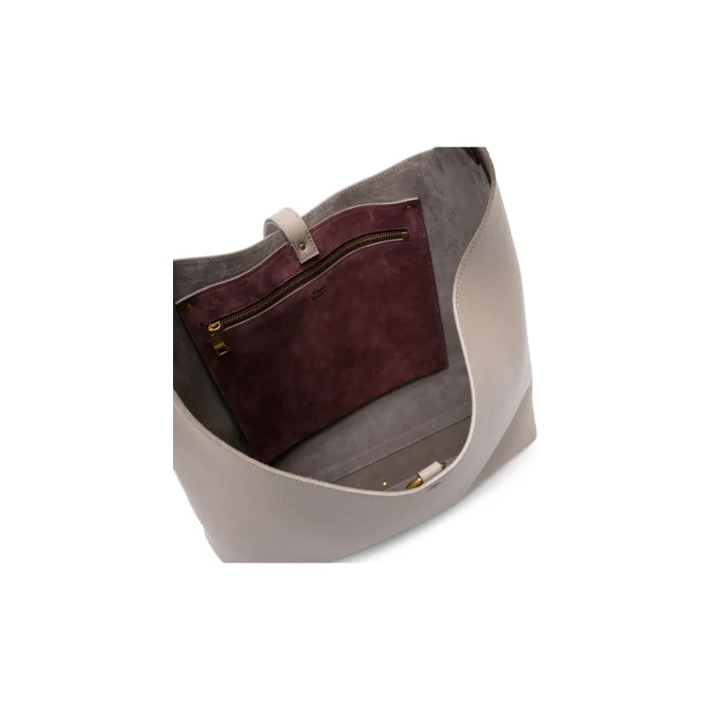 Chloe Marcie Calfskin Hobo Bag, Handbag, Shoulder Bag Women's Gray-3