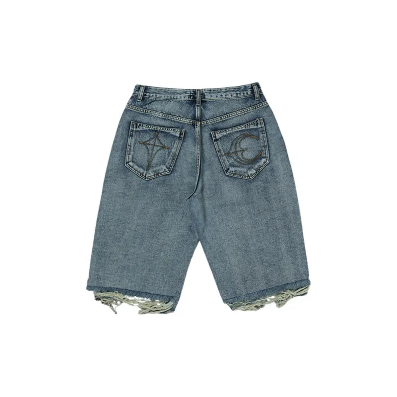 Thug club Double Knee Damage Denim Shorts-1