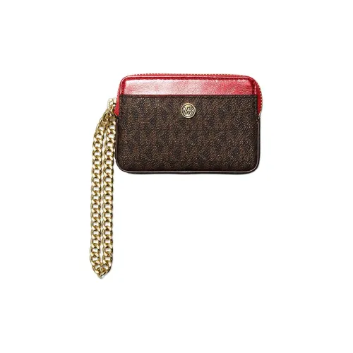 MICHAEL KORS Canvas Card Holder Medium Size Women's Total Crimson Color