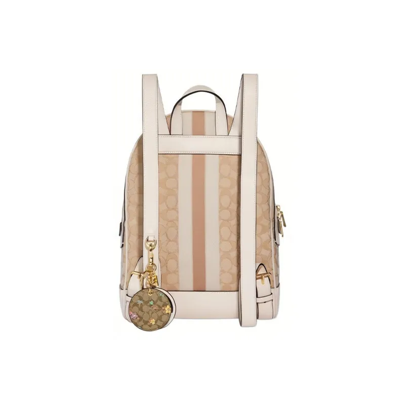COACH Coated Canvas With Smooth Leather Round Shaped Bag Pendant Keychain Bag Accessory Women's Brown-3