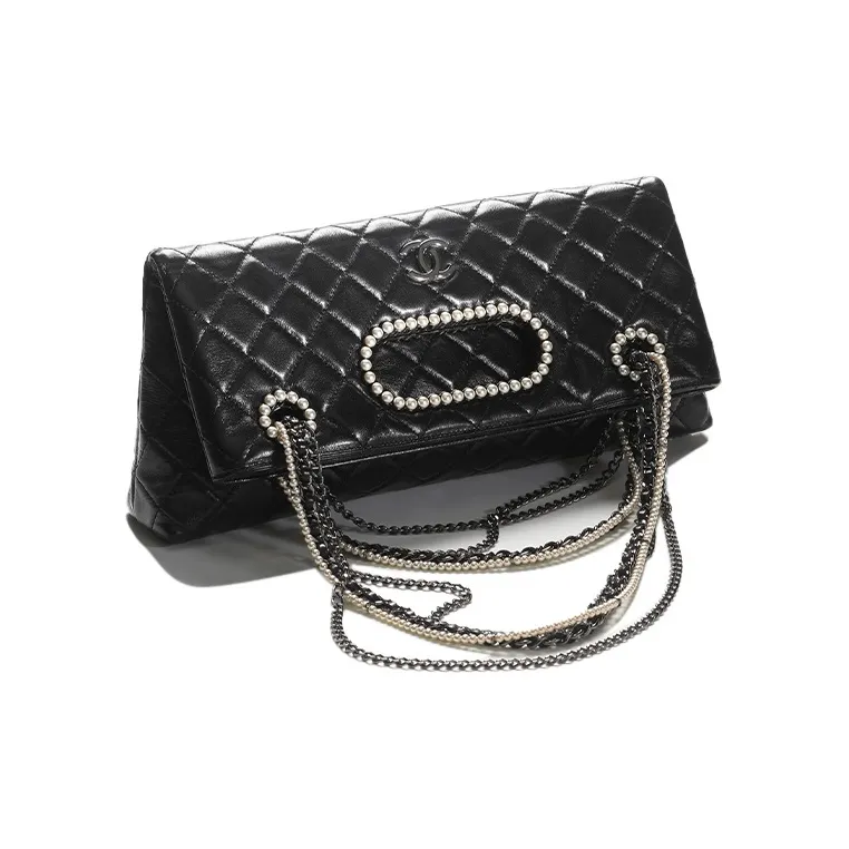 CHANEL Shiny Lambskin Tote Bag, Shopping Bag, Shoulder Bag, Crossbody Bag, Handbag Women's Black-1