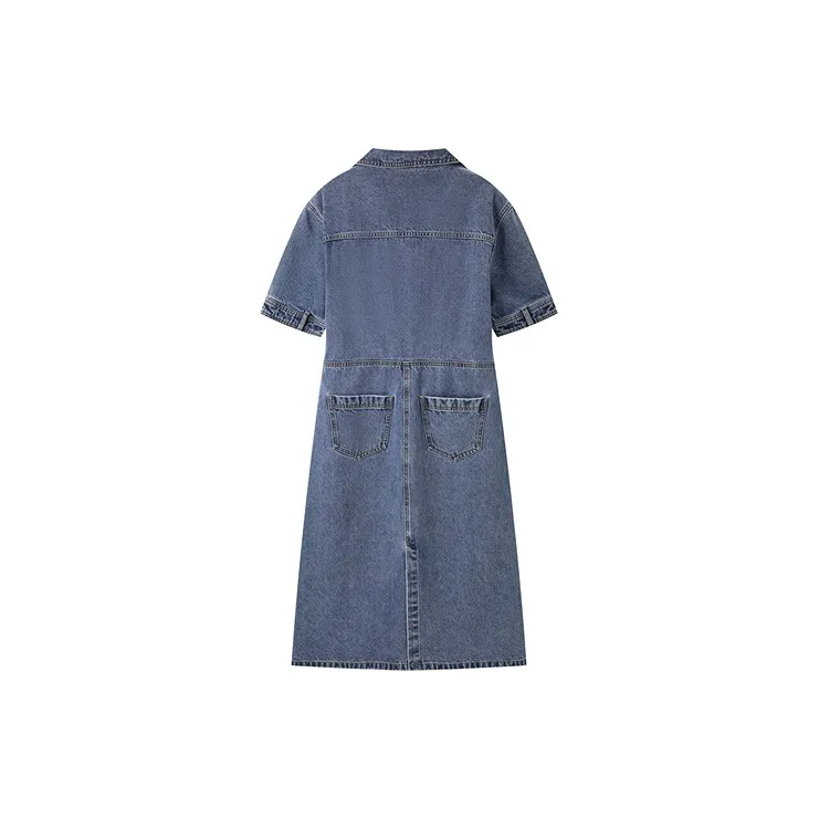 PEACEBIRD Short Sleeved Dresses Women's Denim Blue-1